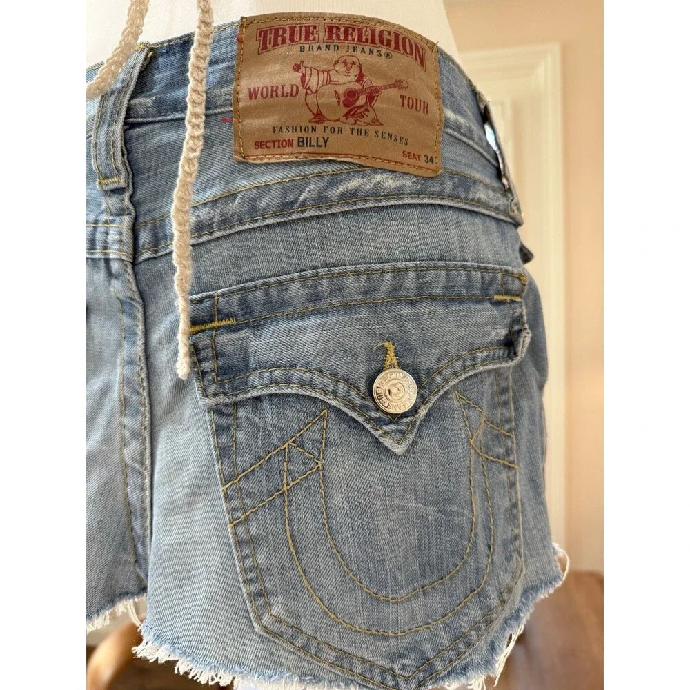 Y2K True Religion Cutoff Mini Skirt Cyberpunk Rocker Denim Low Rise repurposed